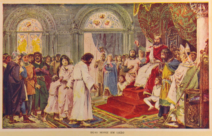 Egas Moniz em Leão, aguarela de Roque Gameiro (1917)