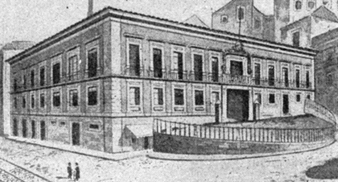 Gravura oitocentista do Palácio Almada, sede da Comissão Central 1º de Dezembro de 1640, fundada em 1861 e desde 1927 apelidada Sociedade Histórica da Independência de Portugal.