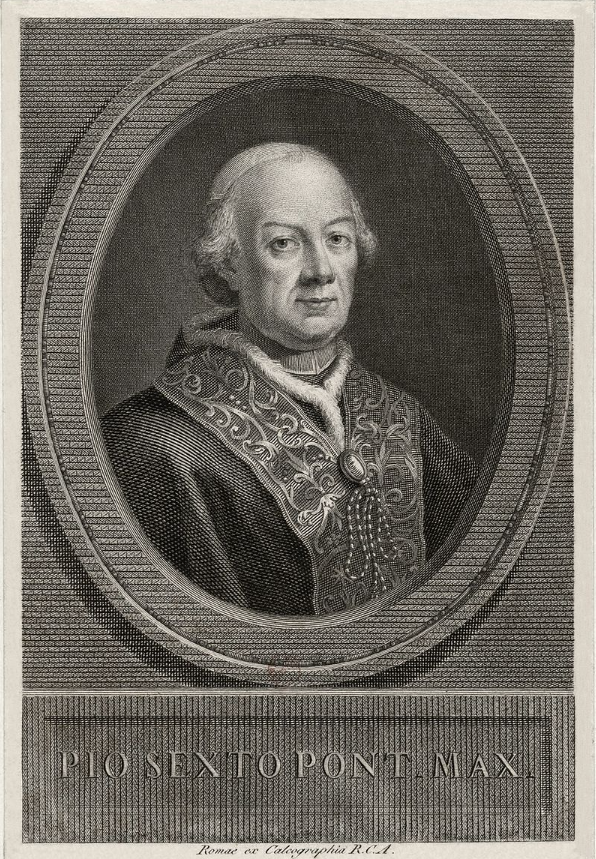 Sua Santidade o Papa Pio VI que enviou um breve pontifício a Tomás da Rocha Pinto, pelo batizado da sua filha Maria Rita, em 1790